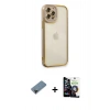 MARSİLYAN™- iPhone 12 Pro Max Kılıf Çekirdek Klasik Serisi - Şeffaf Temperli Cam Ekran Koruyucu + Shine Kamera Lens Koruma Cam - SH