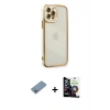 MARSİLYAN™- iPhone 12 Pro Max Kılıf Çekirdek Klasik Serisi - Şeffaf Temperli Cam Ekran Koruyucu + Shine Kamera Lens Koruma Cam - GI