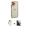MARSİLYAN™- iPhone 12 Pro Max Kılıf Çekirdek Klasik Serisi - Şeffaf Temperli Cam Ekran Koruyucu + Shine Kamera Lens - GD