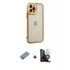 MARSİLYAN™- iPhone 12 Pro Max Kılıf Çekirdek Klasik Serisi - Şeffaf Temperli Cam Ekran Koruyucu + Shine Kamera Lens Koruma Cam - GI