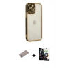 MARSİLYAN™- iPhone 12 Pro Max Kılıf Çekirdek Klasik Serisi - Şeffaf Temperli Cam Ekran Koruyucu + Shine Kamera Lens Koruma Cam - SABE