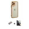 MARSİLYAN™- iPhone 12 Pro Max Kılıf Çekirdek Klasik Serisi - Şeffaf Temperli Cam Ekran Koruyucu + Shine Kamera Lens Koruma Cam - SABE