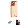 MARSİLYAN™- iPhone 12 Pro Max Kılıf Çekirdek Klasik Serisi - Şeffaf Temperli Cam Ekran Koruyucu + Shine Kamera Lens Koruma Cam - GS