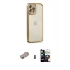 MARSİLYAN™- iPhone 12 Pro Max Kılıf Çekirdek Klasik Serisi - Şeffaf Temperli Cam Ekran Koruyucu + Shine Kamera Lens Koruma Cam - SABE