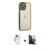 MARSİLYAN™- iPhone 12 Pro Max Kılıf Çekirdek Klasik Serisi - Şeffaf Temperli Cam Ekran Koruyucu + Shine Kamera Lens - GD
