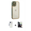 MARSİLYAN™- iPhone 12 Pro Max Kılıf Çekirdek Klasik Serisi - Şeffaf Temperli Cam Ekran Koruyucu + Shine Kamera Lens - LT