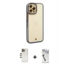 MARSİLYAN™- iPhone 12 Pro Max Kılıf Çekirdek Klasik Serisi - Şeffaf Uv Polymer Nano Ekran Koruyucu + Shine Kamera Lens - GD