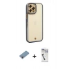 MARSİLYAN™- iPhone 12 Pro Max Kılıf Çekirdek Klasik Serisi - Şeffaf Uv Polymer Nano Ekran Koruyucu + Shine Kamera Lens Koruma Cam - GI