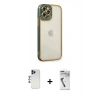 MARSİLYAN™- iPhone 12 Pro Max Kılıf Çekirdek Klasik Serisi - Şeffaf Uv Polymer Nano Ekran Koruyucu + Shine Kamera Lens - LT