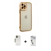 MARSİLYAN™- iPhone 12 Pro Max Kılıf Çekirdek Klasik Serisi - Şeffaf Uv Polymer Nano Ekran Koruyucu + Shine Kamera Lens - GD