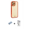 MARSİLYAN™- iPhone 12 Pro Max Kılıf Çekirdek Klasik Serisi - Şeffaf Uv Polymer Nano Ekran Koruyucu + Shine Kamera Lens Koruma Cam - MI