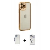 MARSİLYAN™- iPhone 12 Pro Max Kılıf Çekirdek Klasik Serisi - Şeffaf Uv Polymer Nano Ekran Koruyucu + Shine Kamera Lens - LT