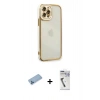MARSİLYAN™- iPhone 12 Pro Max Kılıf Çekirdek Klasik Serisi - Şeffaf Uv Polymer Nano Ekran Koruyucu + Shine Kamera Lens Koruma Cam - MI