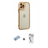 MARSİLYAN™- iPhone 12 Pro Max Kılıf Çekirdek Klasik Serisi - Şeffaf Uv Polymer Nano Ekran Koruyucu + Shine Kamera Lens Koruma Cam - MI