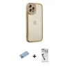 MARSİLYAN™- iPhone 12 Pro Max Kılıf Çekirdek Klasik Serisi - Şeffaf Uv Polymer Nano Ekran Koruyucu + Shine Kamera Lens Koruma Cam - MI