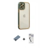 MARSİLYAN™- iPhone 12 Pro Max Kılıf Çekirdek Klasik Serisi - Şeffaf Uv Polymer Nano Ekran Koruyucu + Shine Kamera Lens Koruma Cam - SH