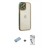 MARSİLYAN™- iPhone 12 Pro Max Kılıf Çekirdek Klasik Serisi - Şeffaf Uv Polymer Nano Ekran Koruyucu + Shine Kamera Lens Koruma Cam - MI