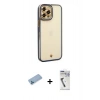 MARSİLYAN™- iPhone 12 Pro Max Kılıf Çekirdek Klasik Serisi - Şeffaf Uv Polymer Nano Ekran Koruyucu + Shine Kamera Lens Koruma Cam - MI