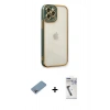 MARSİLYAN™- iPhone 12 Pro Max Kılıf Çekirdek Klasik Serisi - Şeffaf Uv Polymer Nano Ekran Koruyucu + Shine Kamera Lens Koruma Cam - GI