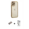 MARSİLYAN™- iPhone 12 Pro Max Kılıf Çekirdek Klasik Serisi - Şeffaf Uv Polymer Nano Ekran Koruyucu + Shine Kamera Lens Koruma Cam - SABE
