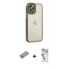 MARSİLYAN™- iPhone 12 Pro Max Kılıf Çekirdek Klasik Serisi - Şeffaf Uv Polymer Nano Ekran Koruyucu + Shine Kamera Lens Koruma Cam - SABE