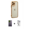 MARSİLYAN™- iPhone 12 Pro Max Kılıf Çekirdek Klasik Serisi - Şeffaf Uv Polymer Nano Ekran Koruyucu + Neon Fosforlu Kamera Lens - YL