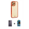 MARSİLYAN™- iPhone 12 Pro Max Kılıf Çekirdek Klasik Serisi - Siyah 18D Cam Ekran Koruyucu + Neon Fosforlu Kamera Lens - BZ