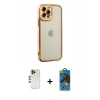 MARSİLYAN™- iPhone 12 Pro Max Kılıf Çekirdek Klasik Serisi - Siyah 18D Cam Ekran Koruyucu + Shine Kamera Lens - GD