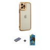 MARSİLYAN™- iPhone 12 Pro Max Kılıf Çekirdek Klasik Serisi - Siyah 18D Cam Ekran Koruyucu + Renkli Kamera Lens Koruma Cam - MI