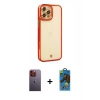 MARSİLYAN™- iPhone 12 Pro Max Kılıf Çekirdek Klasik Serisi - Siyah 18D Cam Ekran Koruyucu + Neon Fosforlu Kamera Lens - TU