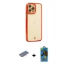 MARSİLYAN™- iPhone 12 Pro Max Kılıf Çekirdek Klasik Serisi - Siyah 18D Cam Ekran Koruyucu + Renkli Kamera Lens Koruma Cam - PE