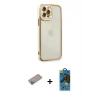 MARSİLYAN™- iPhone 12 Pro Max Kılıf Çekirdek Klasik Serisi - Siyah 18D Cam Ekran Koruyucu + Shine Kamera Lens Koruma Cam - SABE
