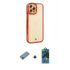 MARSİLYAN™- iPhone 12 Pro Max Kılıf Çekirdek Klasik Serisi - Siyah 18D Cam Ekran Koruyucu + Shine Kamera Lens Koruma Cam - GI
