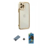 MARSİLYAN™- iPhone 12 Pro Max Kılıf Çekirdek Klasik Serisi - Siyah 18D Cam Ekran Koruyucu + Shine Kamera Lens Koruma Cam - SH