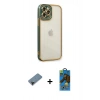 MARSİLYAN™- iPhone 12 Pro Max Kılıf Çekirdek Klasik Serisi - Siyah 18D Cam Ekran Koruyucu + Shine Kamera Lens Koruma Cam - SH