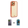 MARSİLYAN™- iPhone 12 Pro Max Kılıf Çekirdek Klasik Serisi - Siyah 18D Cam Ekran Koruyucu + Neon Fosforlu Kamera Lens - YL