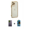 MARSİLYAN™- iPhone 12 Pro Max Kılıf Çekirdek Klasik Serisi - Siyah 18D Cam Ekran Koruyucu + Neon Fosforlu Kamera Lens - YL