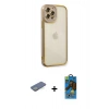 MARSİLYAN™- iPhone 12 Pro Max Kılıf Çekirdek Klasik Serisi - Siyah 18D Cam Ekran Koruyucu + Renkli Kamera Lens Koruma Cam - YL