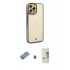 MARSİLYAN™- iPhone 12 Pro Max Kılıf Çekirdek Klasik Serisi - Siyah 20D Premium Cam Ekran Koruyucu + Shine Kamera Lens Koruma Cam - GI