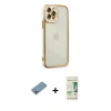 MARSİLYAN™- iPhone 12 Pro Max Kılıf Çekirdek Klasik Serisi - Siyah 20D Premium Cam Ekran Koruyucu + Shine Kamera Lens Koruma Cam - GI