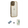 MARSİLYAN™- iPhone 12 Pro Max Kılıf Çekirdek Klasik Serisi - Siyah 20D Premium Cam Ekran Koruyucu + Shine Kamera Lens Koruma Cam - GI