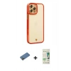 MARSİLYAN™- iPhone 12 Pro Max Kılıf Çekirdek Klasik Serisi - Siyah 20D Premium Cam Ekran Koruyucu + Gold Shine Kamera Lens Koruma Cam