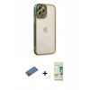MARSİLYAN™- iPhone 12 Pro Max Kılıf Çekirdek Klasik Serisi - Siyah 20D Premium Cam Ekran Koruyucu + Gold Shine Kamera Lens Koruma Cam