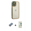MARSİLYAN™- iPhone 12 Pro Max Kılıf Çekirdek Klasik Serisi - Siyah 20D Premium Cam Ekran Koruyucu + Metal Kamera Lens Koruma Cam - KI