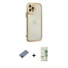 MARSİLYAN™- iPhone 12 Pro Max Kılıf Çekirdek Klasik Serisi - Siyah 20D Premium Cam Ekran Koruyucu + Metal Kamera Lens Koruma Cam - KI