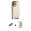 MARSİLYAN™- iPhone 12 Pro Max Kılıf Çekirdek Klasik Serisi - Siyah 20D Premium Cam Ekran Koruyucu + Metal Kamera Lens Koruma Cam - KI