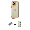 MARSİLYAN™- iPhone 12 Pro Max Kılıf Çekirdek Klasik Serisi - Siyah 20D Premium Cam Ekran Koruyucu + Metal Kamera Lens Koruma Cam - KI