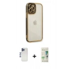 MARSİLYAN™- iPhone 12 Pro Max Kılıf Çekirdek Klasik Serisi - Siyah 20D Premium Cam Ekran Koruyucu + Shine Kamera Lens - LT