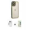 MARSİLYAN™- iPhone 12 Pro Max Kılıf Çekirdek Klasik Serisi - Siyah 20D Premium Cam Ekran Koruyucu + Shine Kamera Lens - LT
