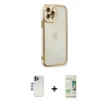 MARSİLYAN™- iPhone 12 Pro Max Kılıf Çekirdek Klasik Serisi - Siyah 20D Premium Cam Ekran Koruyucu + Shine Kamera Lens - LT